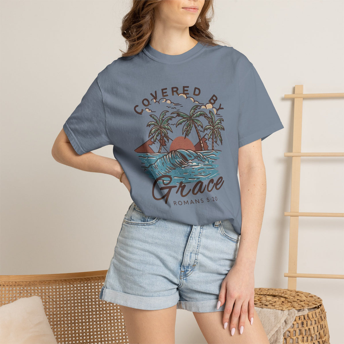 Covered by Grace Christian T-Shirt – Romans 5:20