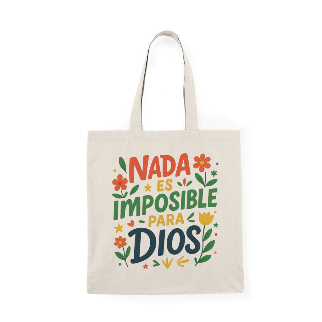 Tote Bag — "Nada Es Imposible Para Dios" Floral Spanish Faith Tote