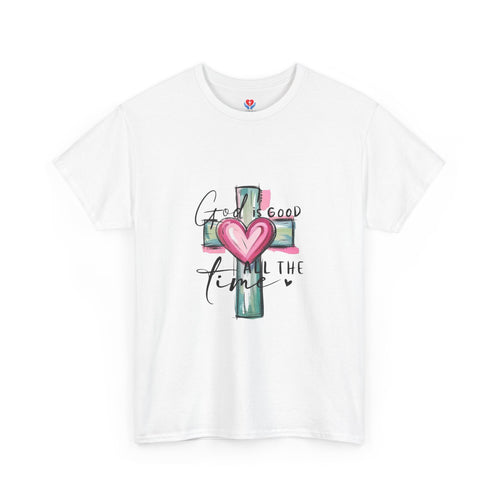 Christian Cross T-Shirt — "God Is Good All The Time" Faith Tee