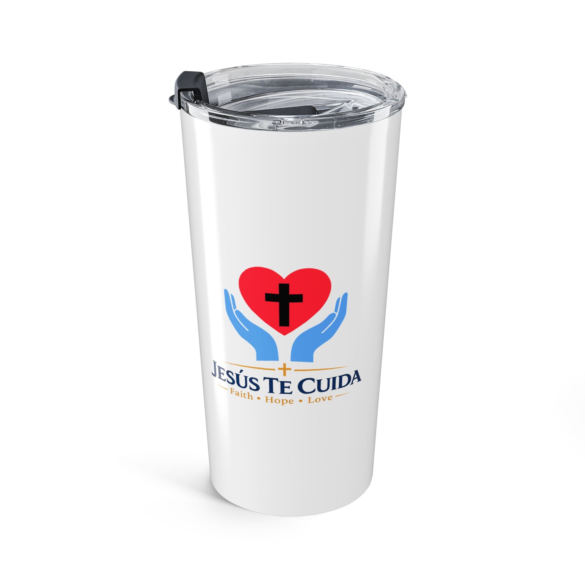 Christian 20oz Tumbler — Jesus Te Cura Faith Hope Love Travel Mug