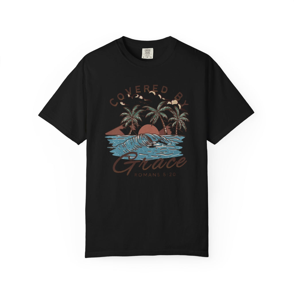 Covered by Grace Christian T-Shirt – Romans 5:20