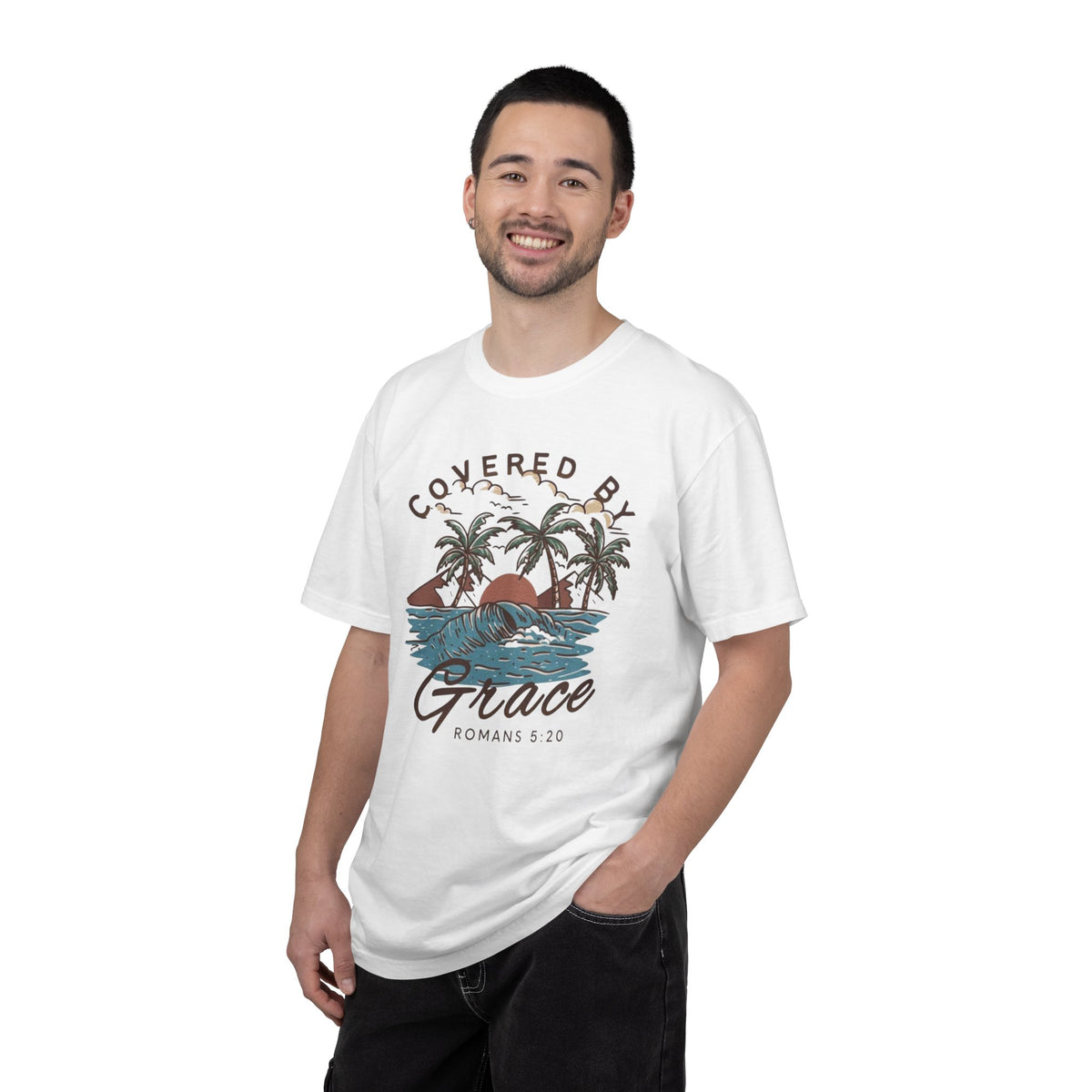Covered by Grace Christian T-Shirt – Romans 5:20