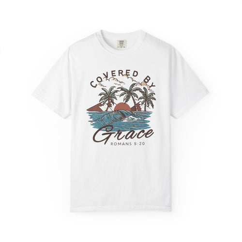 Covered by Grace Christian T-Shirt – Romans 5:20