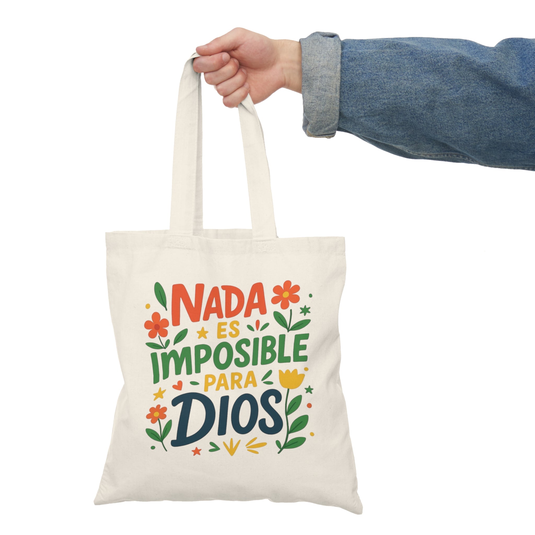Tote Bag — "Nada Es Imposible Para Dios" Floral Spanish Faith Tote