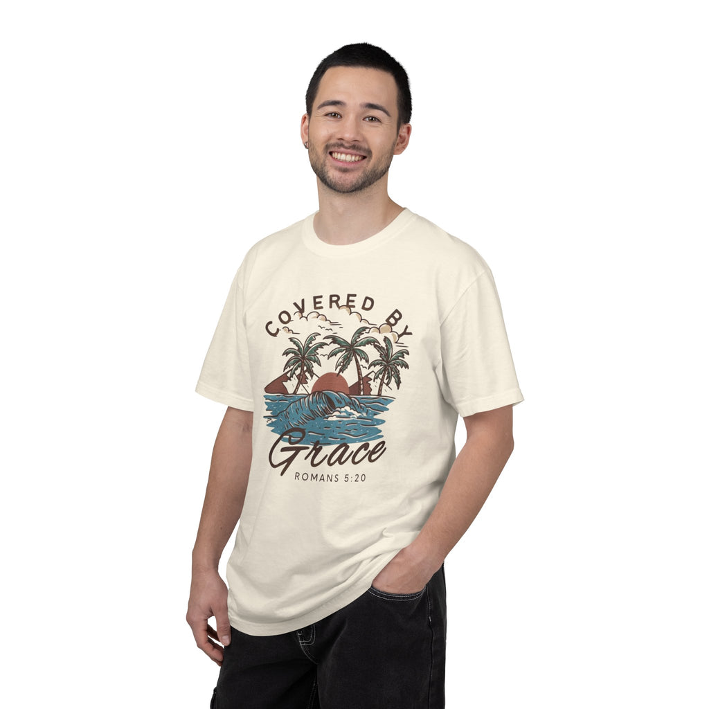 Covered by Grace Christian T-Shirt – Romans 5:20
