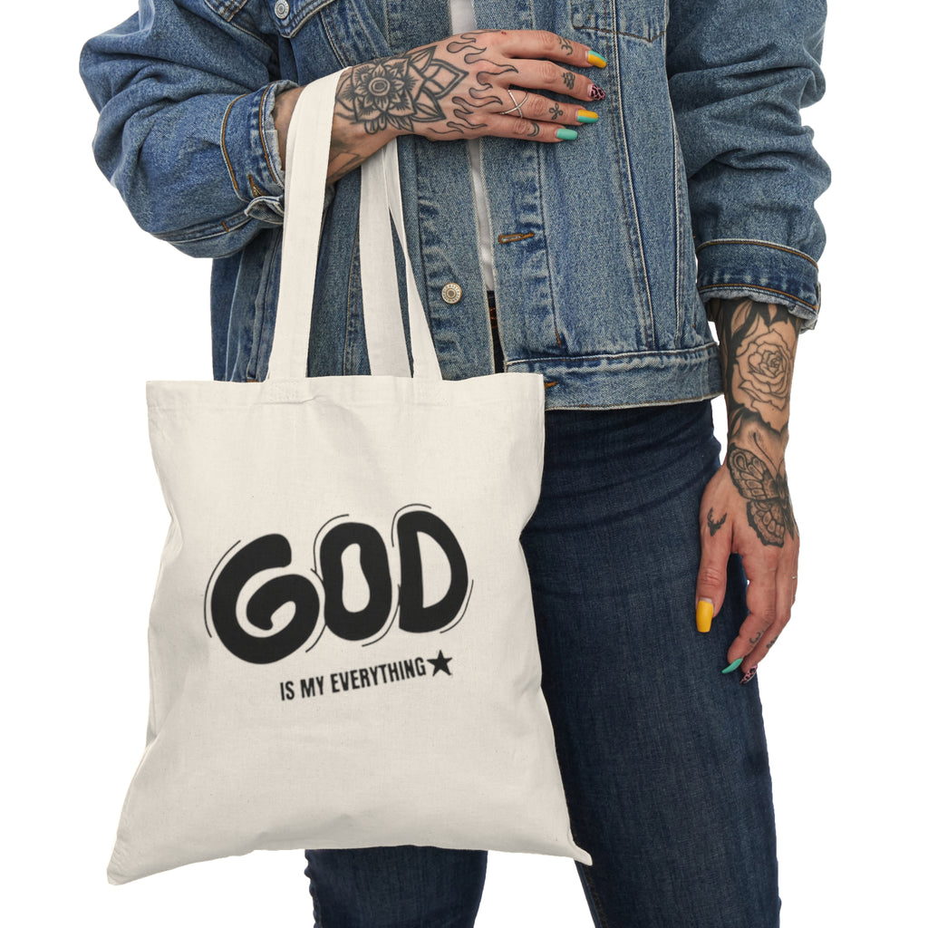 God Is My Everything Natural Tote Bag — Faith-Based Canvas Grocery & Bible Study Tote