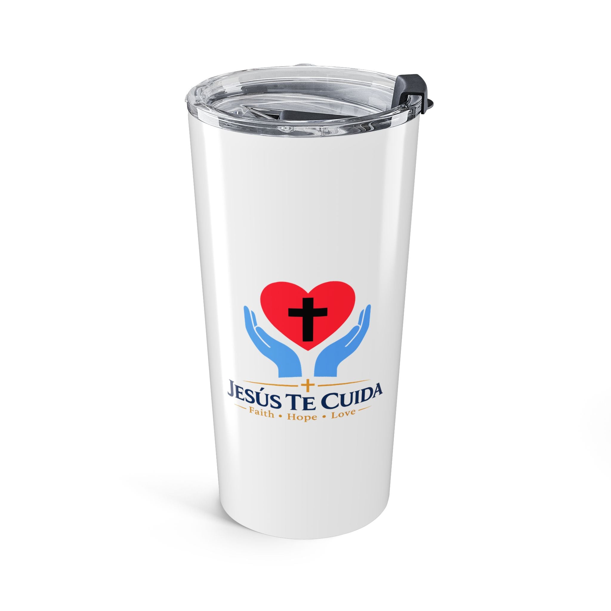 Christian 20oz Tumbler — Jesus Te Cura Faith Hope Love Travel Mug
