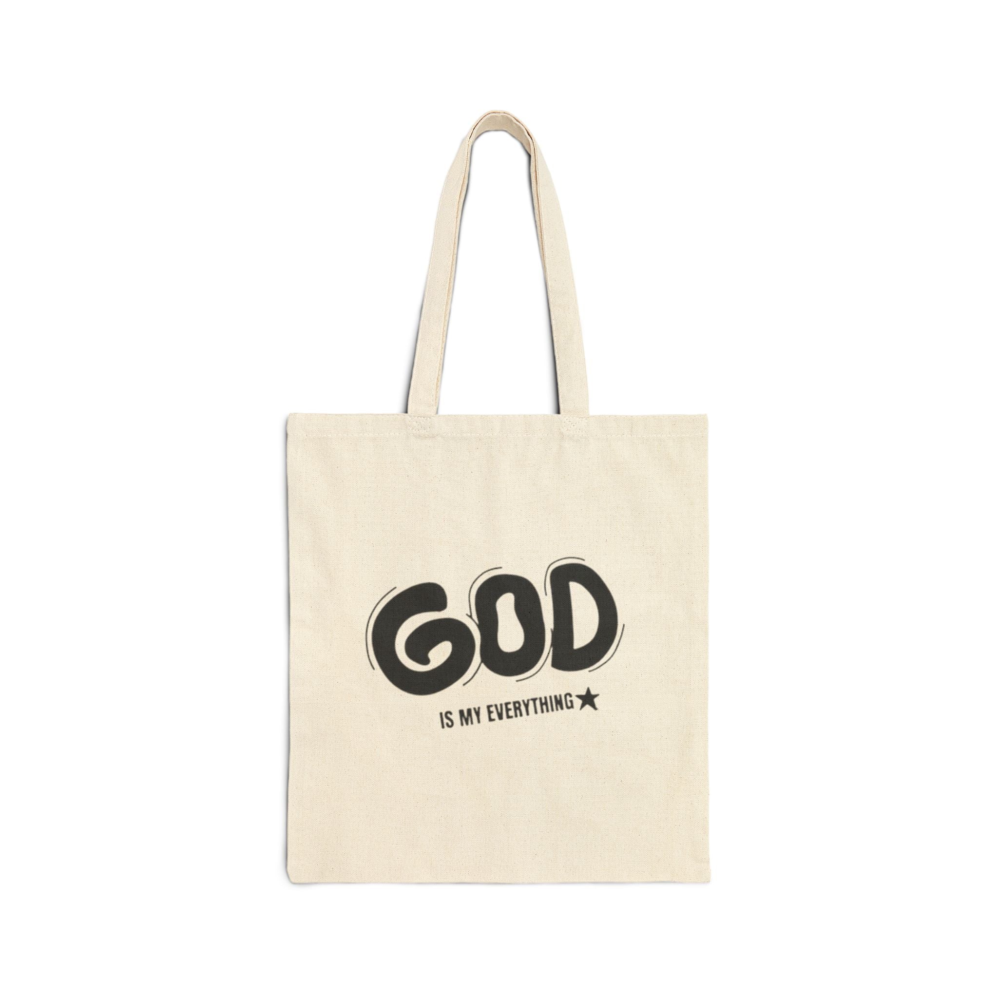 Canvas Tote Bag – "God Is My Everything" Faith Tote, Christian Grocery & Church Bag