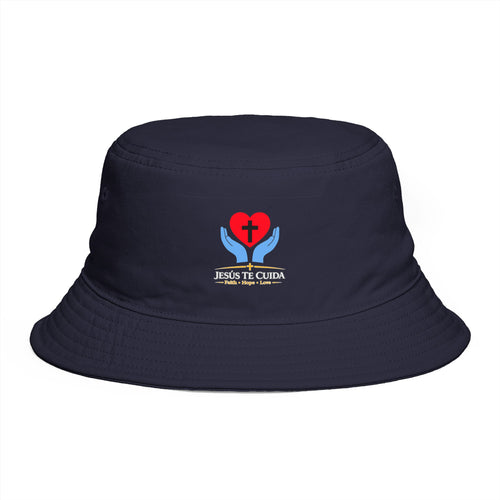 Christian 'Jesús Te Cuida' Heart & Cross Bucket Hat